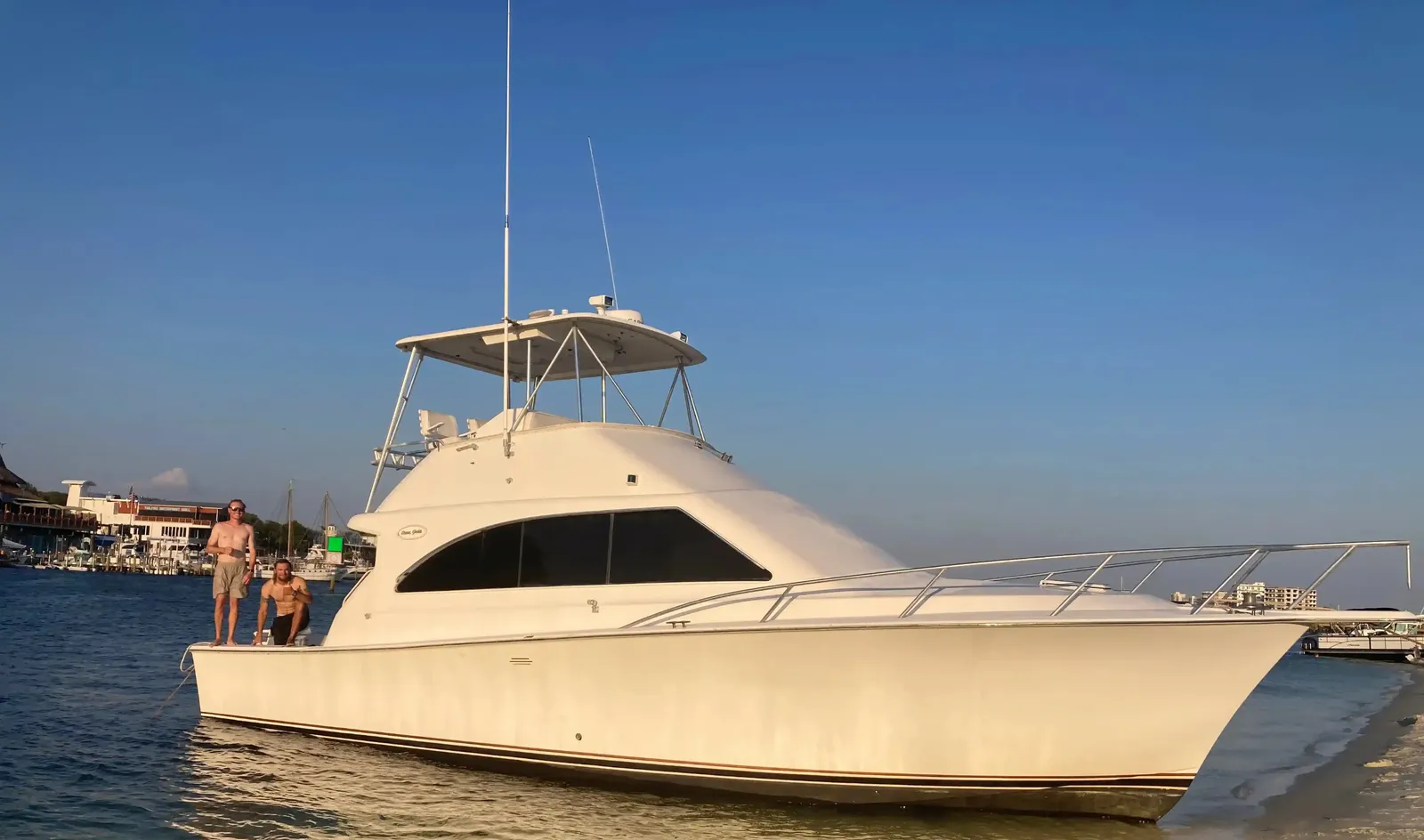 A premium charter boat that combines fishing and a Crab Island sandbar day off the East Pass
